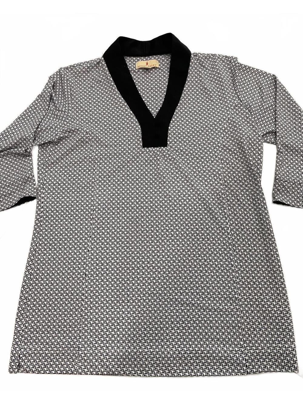 Sport Haley Women's Black and White Patterned Blouse Size L